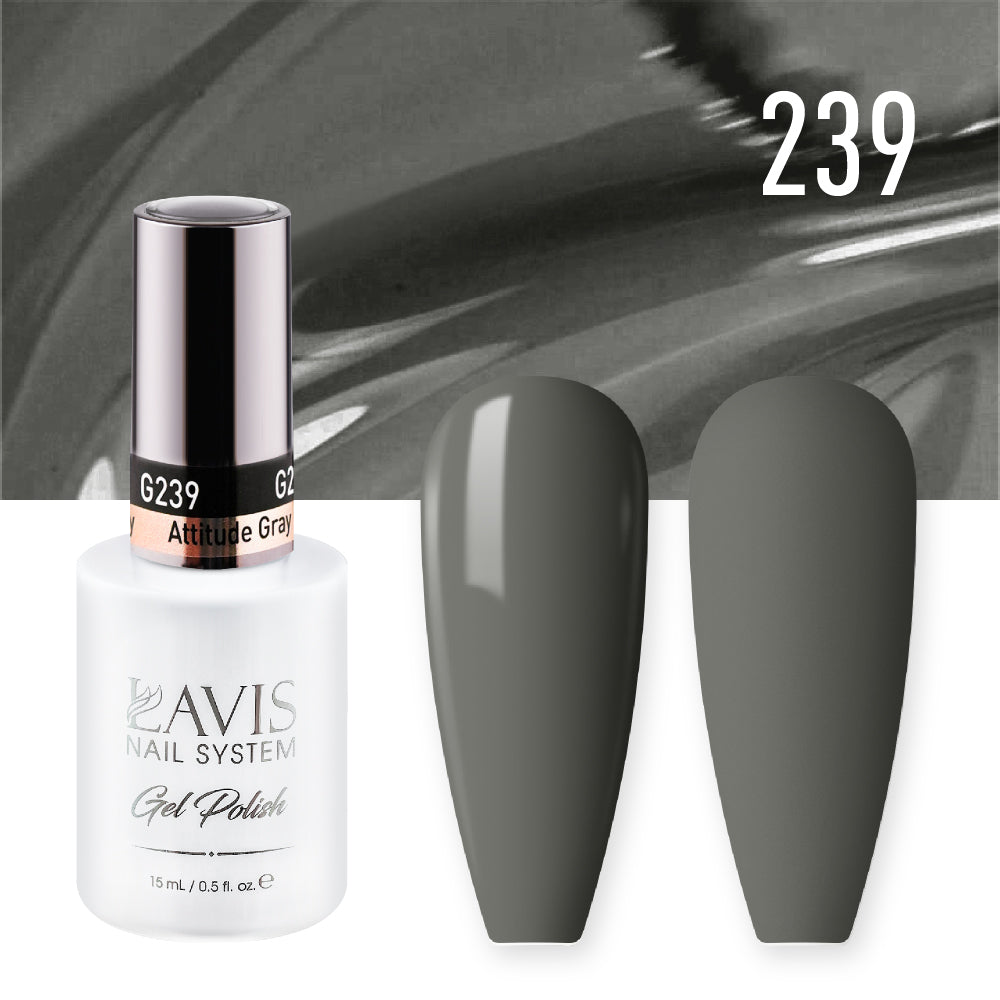 LAVIS 239 Attitude Gray - Gel Polish & Matching Nail Lacquer Duo Set - 0.5oz