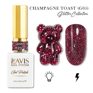 LAVIS Glitter G05 - 23 - Gel Polish 0.5oz - Champagne Toast Glitter Collection