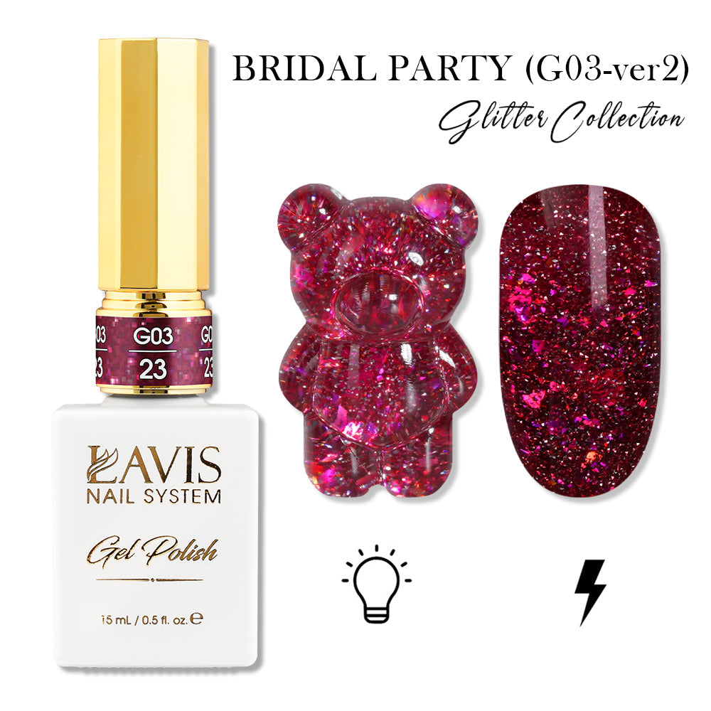 LAVIS Set 24 (G03-ver2) - Gel Polish 0.5 oz - Bridal Party Glitter Collection