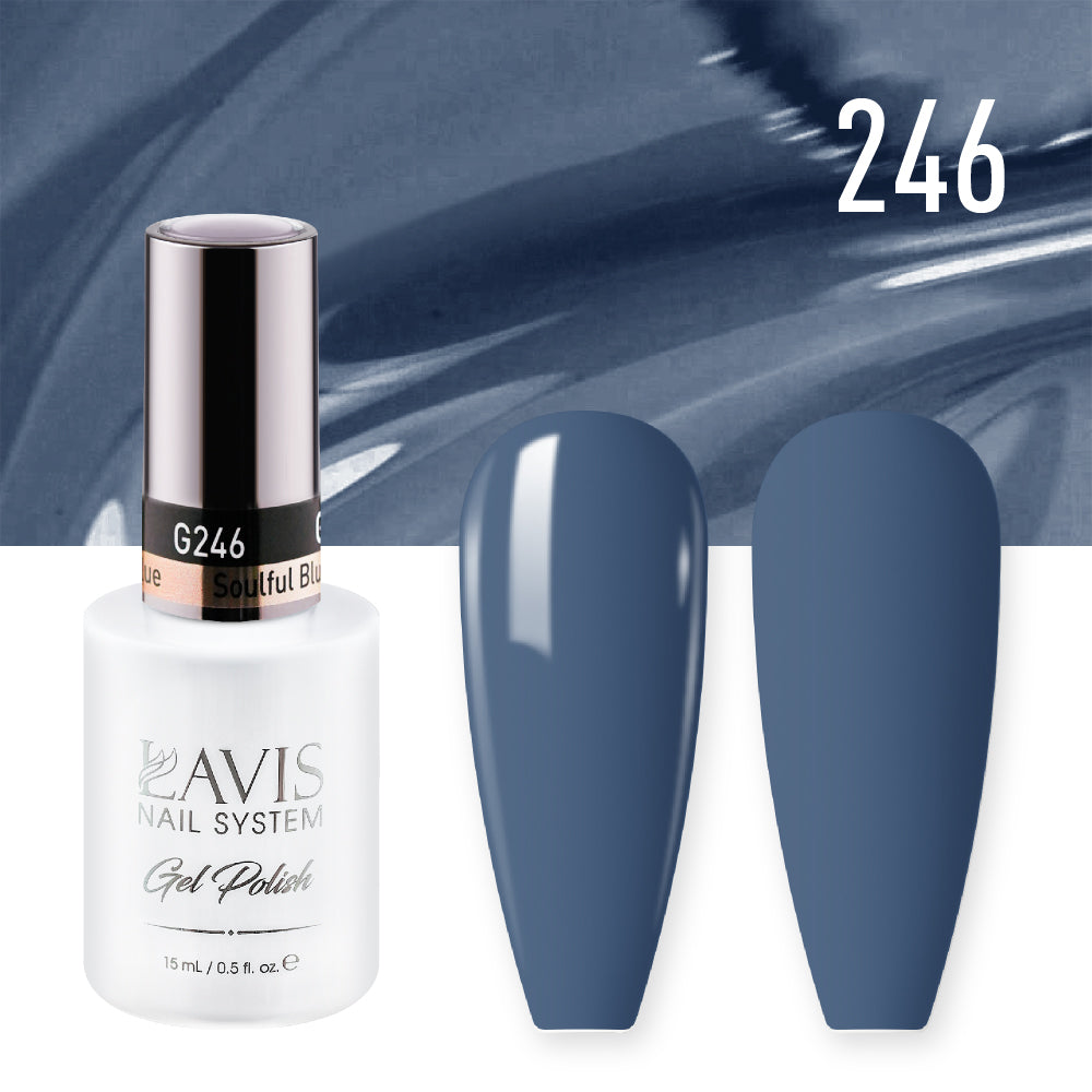 LAVIS 246 (Ver 2) Soulful Blue - Gel Polish & Matching Nail Lacquer Duo Set - 0.5oz
