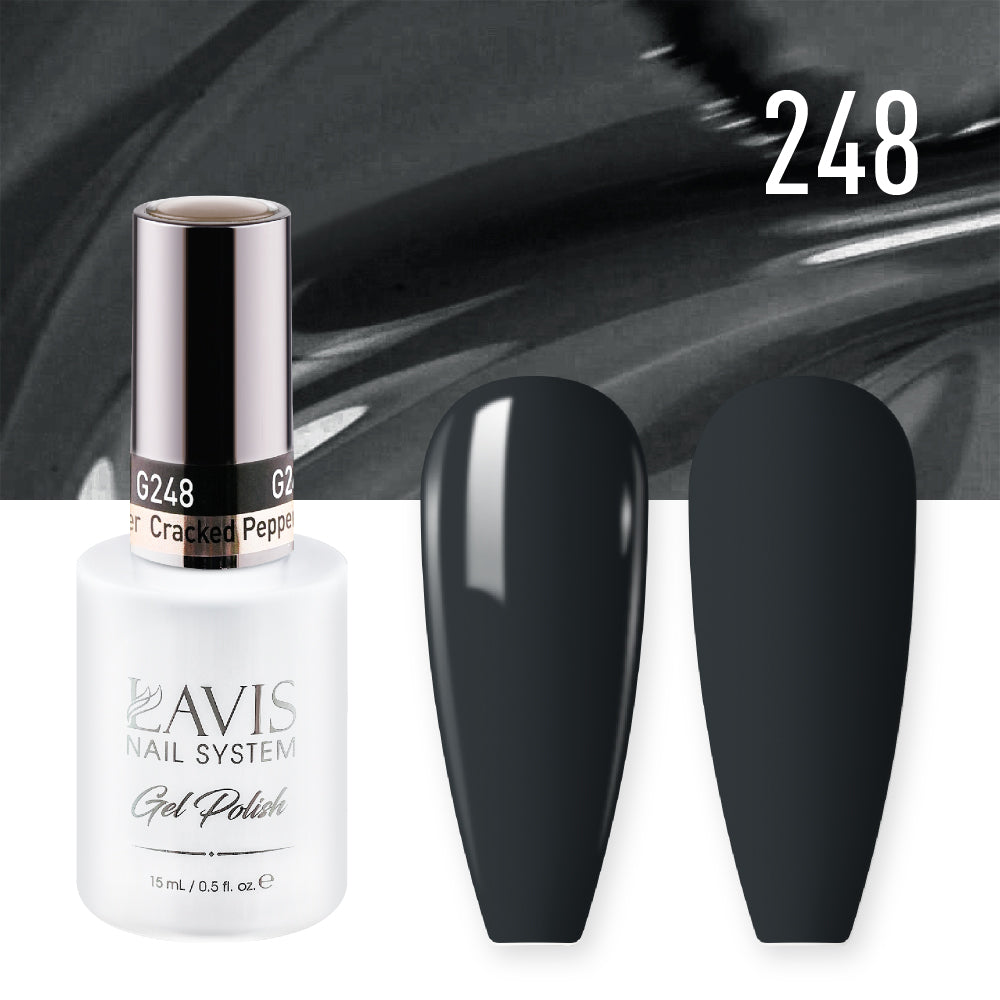 LAVIS 248 (Ver 2) Cracked Pepper - Gel Polish & Matching Nail Lacquer Duo Set - 0.5oz