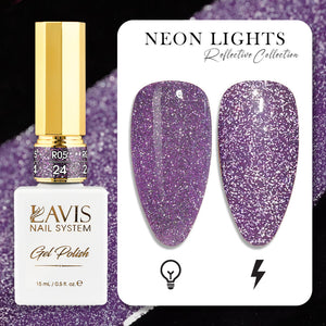 LAVIS Reflective R05 - 24 - Gel Polish 0.5 oz - Neon Lights Reflective Collection