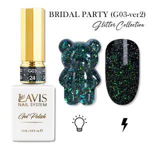 LAVIS Set 24 (G03-ver2) - Gel Polish 0.5 oz - Bridal Party Glitter Collection