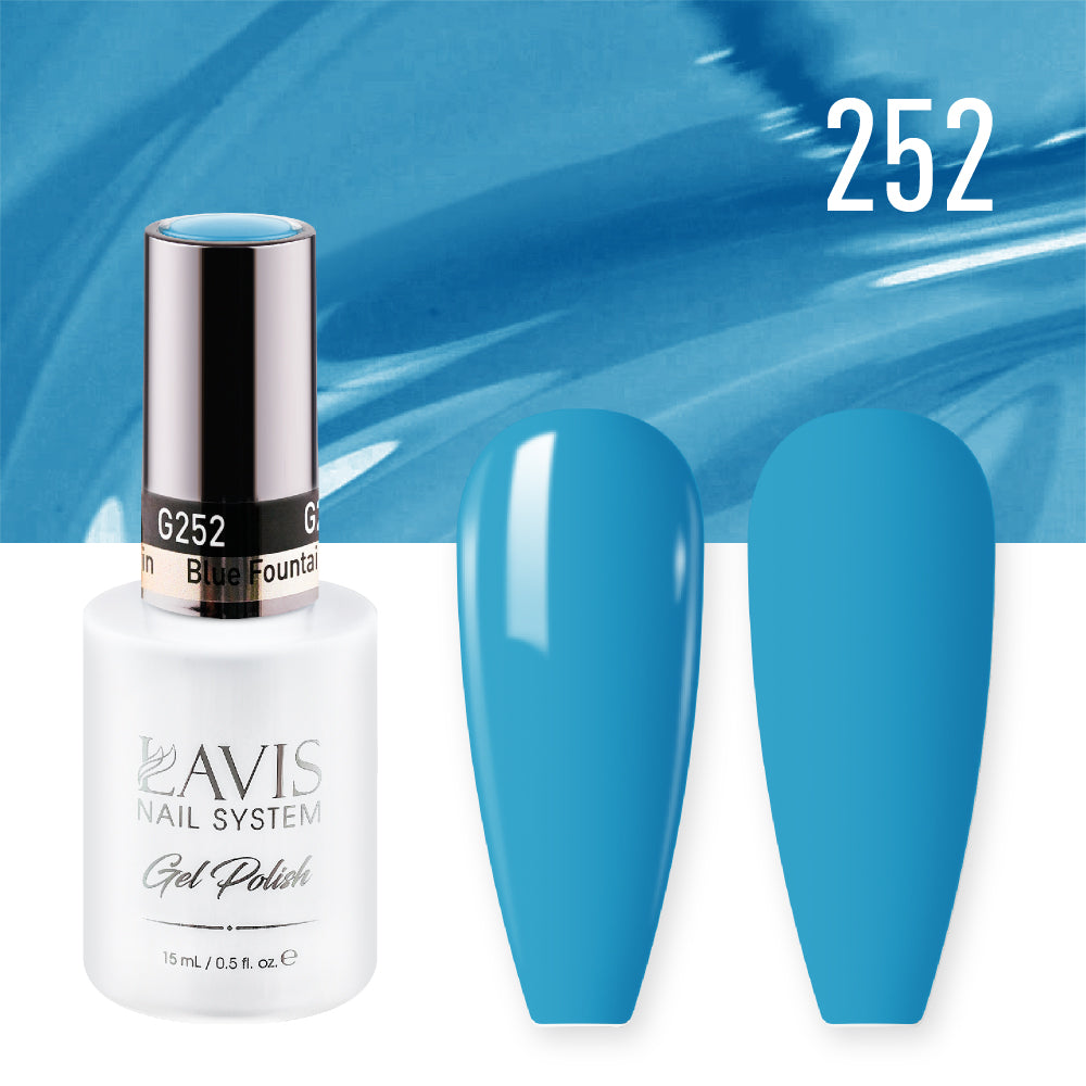LAVIS 252 (Ver 2) Blue Fountain - Gel Polish & Matching Nail Lacquer Duo Set - 0.5oz