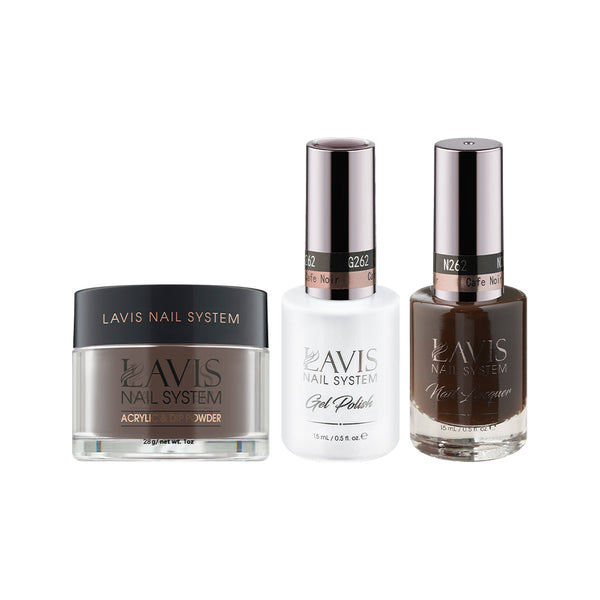 LAVIS 3 in 1 - 262 Cafe Noir - Acrylic & Dip Powder (1oz), Gel & Lacquer