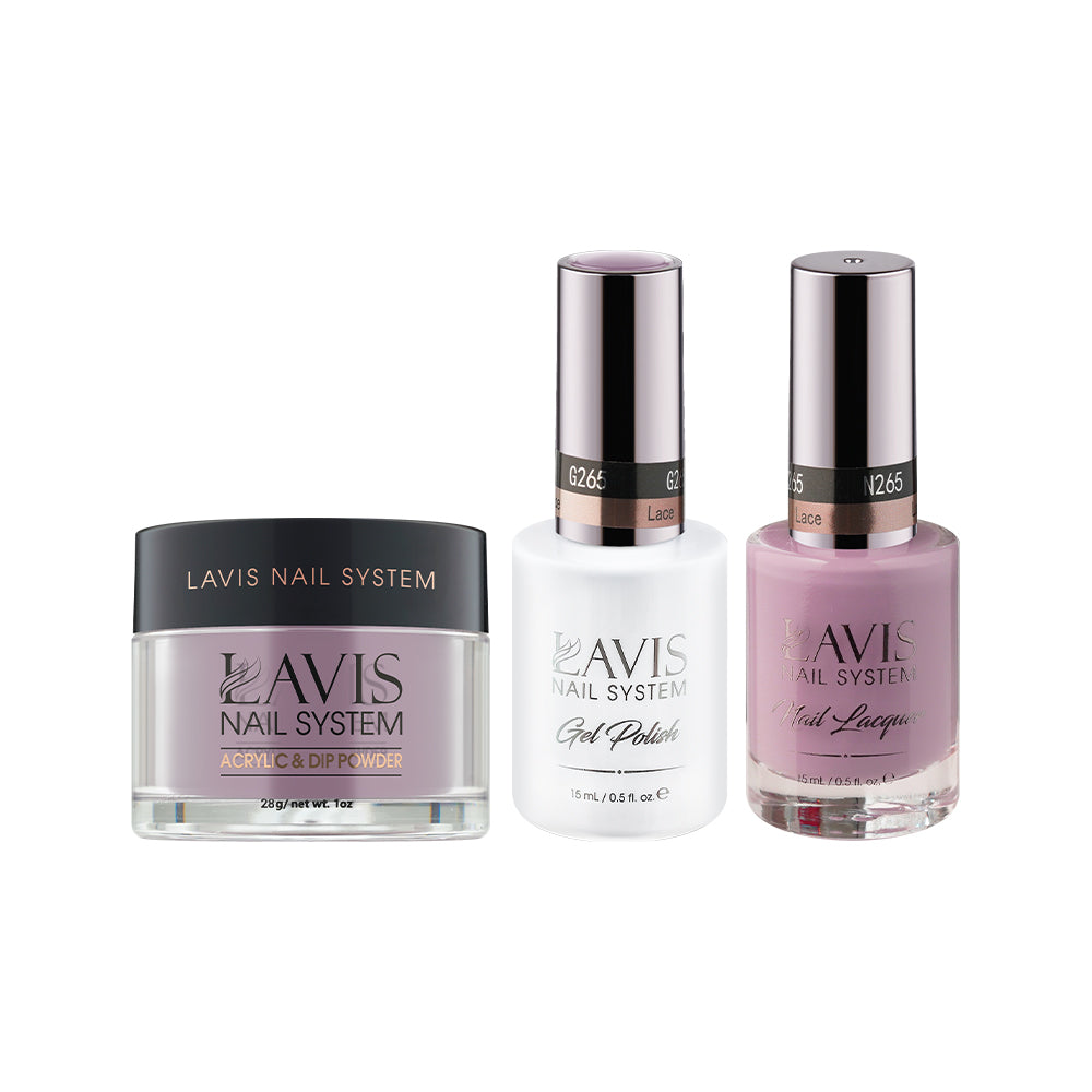 LAVIS 3 in 1 - 265 Lace - Acrylic & Dip Powder (1oz), Gel & Lacquer