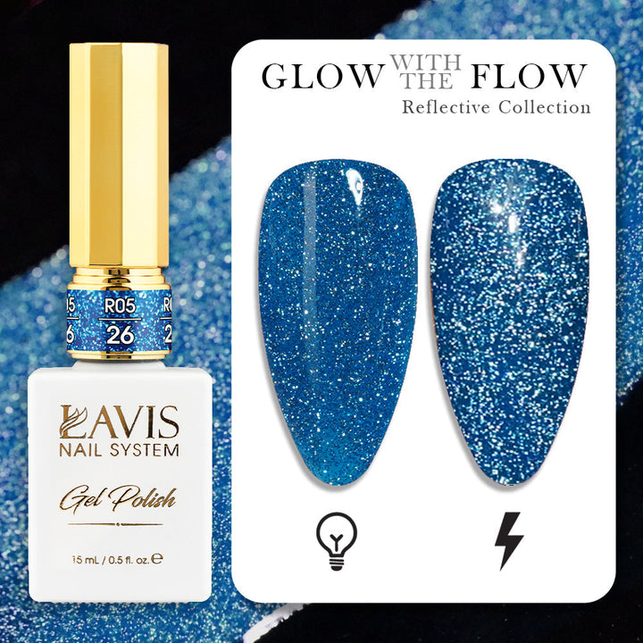LAVIS Reflective R05 - 26 - Gel Polish 0.5 oz - Glow With The Flow Reflective Collection