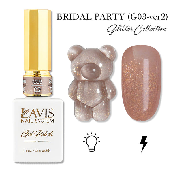 LAVIS Set 24 (G03-ver2) - Gel Polish 0.5 oz - Bridal Party Glitter Collection