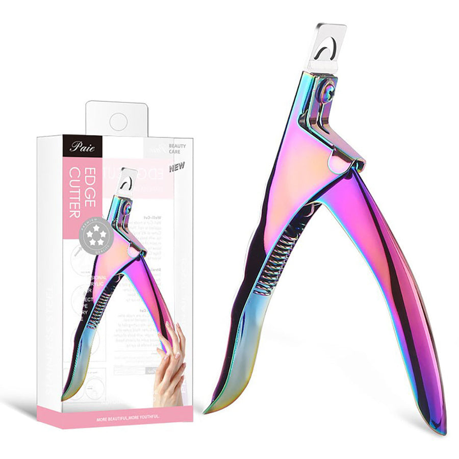  Fake Nail Tips Cutter Professional Clippers Straight Edge Acrylic Material Manicure Guillotine Cut False Nails Accessories Tool - Rainbow