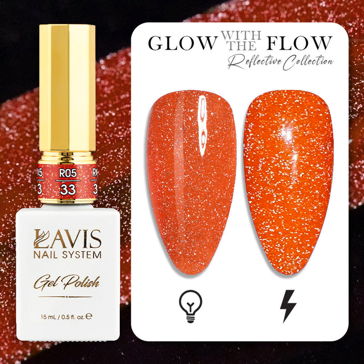 LAVIS Reflective R05 - 33 - Gel Polish 0.5 oz - Glow With The Flow Reflective Collection