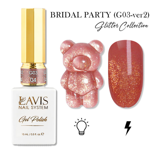 LAVIS 04 (G03-ver2) - Gel Polish 0.5 oz - Bridal Party Glitter Collection