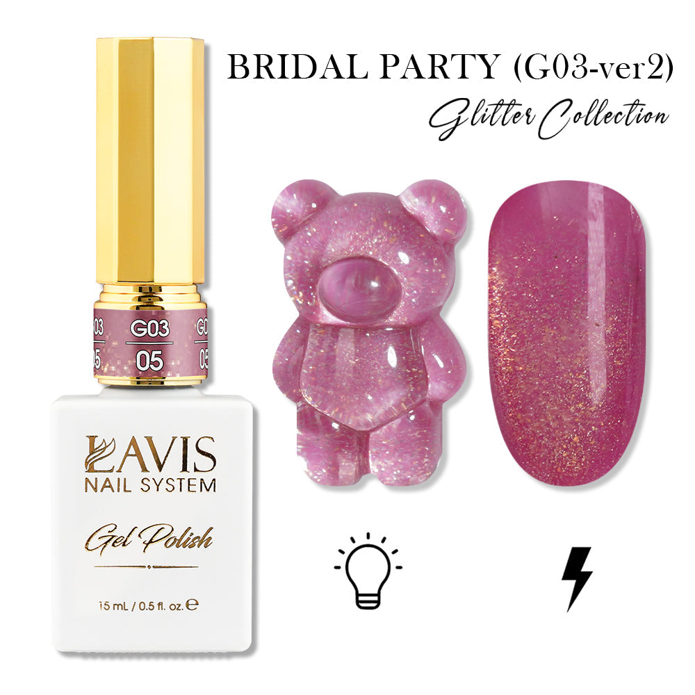 LAVIS 05 (G03-ver2) - Gel Polish 0.5 oz - Bridal Party Glitter Collection