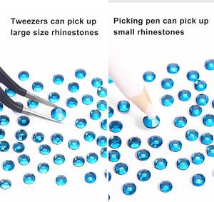 Crystal Rhinestones Gems for Nails Design Mix 6 Shapes Crystal Diamonds Stone Bling with Tweezers for Nail Art DIY Craft 10 - Aqua Bohemica