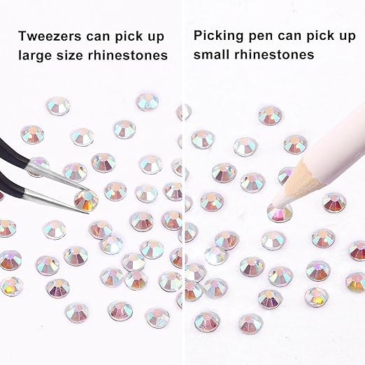 Crystal Rhinestones Gems for Nails Design Mix 6 Shapes Crystal Diamonds Stone Bling with Tweezers for Nail Art DIY Craft 01 - Crystal AB