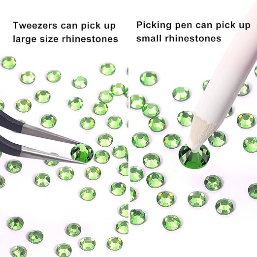 Crystal Rhinestones Gems for Nails Design Mix 6 Shapes Crystal Diamonds Stone Bling with Tweezers for Nail Art DIY Craft 08 - Peridot