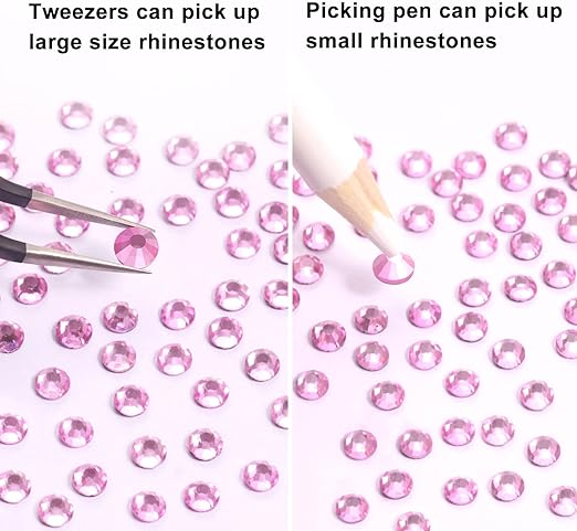 2 Pack 6 Grid Box Rose Pink Glass FlatBack Rhinestones For Nail Art 12