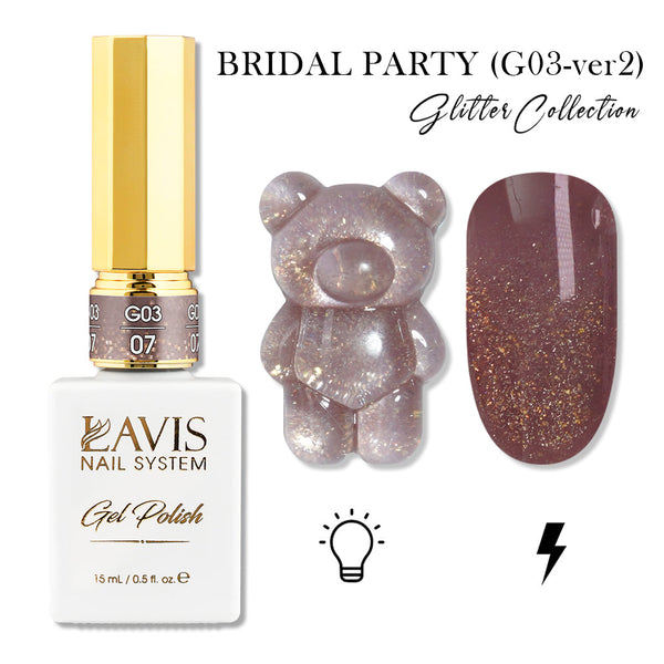 LAVIS Set 24 (G03-ver2) - Gel Polish 0.5 oz - Bridal Party Glitter Collection