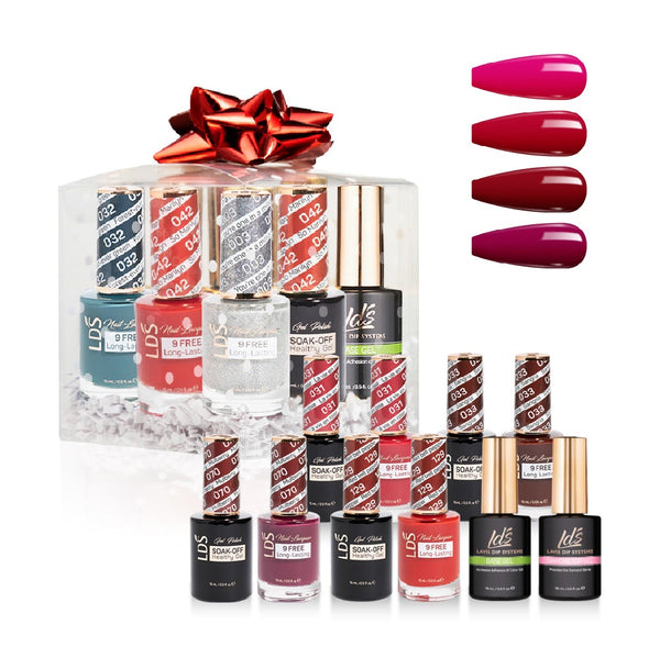 LDS Holiday Gift Bundle: 4 Gel & Lacquer, 1 Base Gel, 1 Top Gel - 031, 033, 070, 129