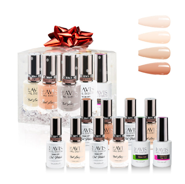 LAVIS Holiday Gift Bundle: 4 Gel & Lacquer, 1 Base Gel, 1 Top Gel - 072, 071, 070, 069