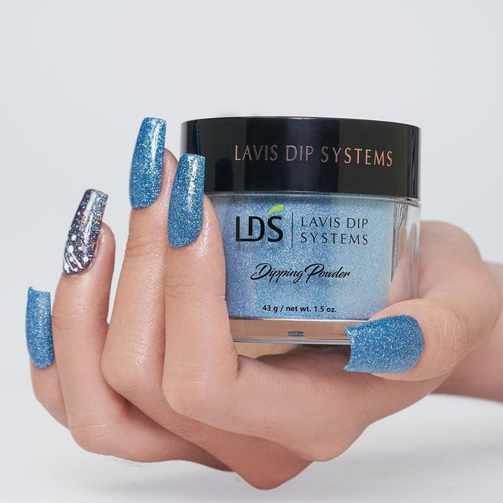 LDS Blue Glitter Dipping Powder Nail Colors - 161 Life Is Lit