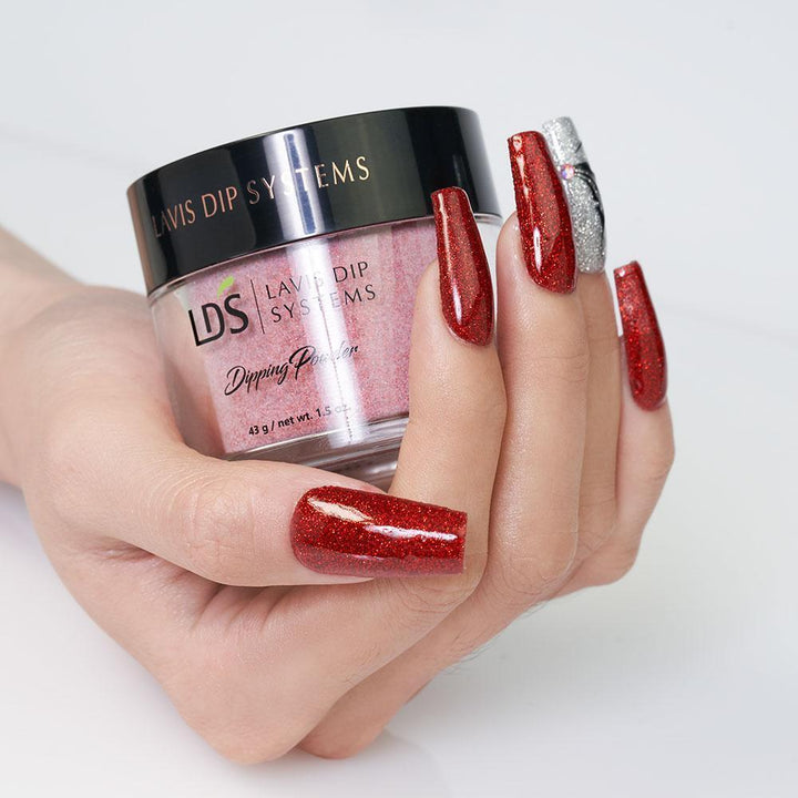 LDS Glitter Red Dipping Powder Nail Colors - 163 A Thousand Kisses