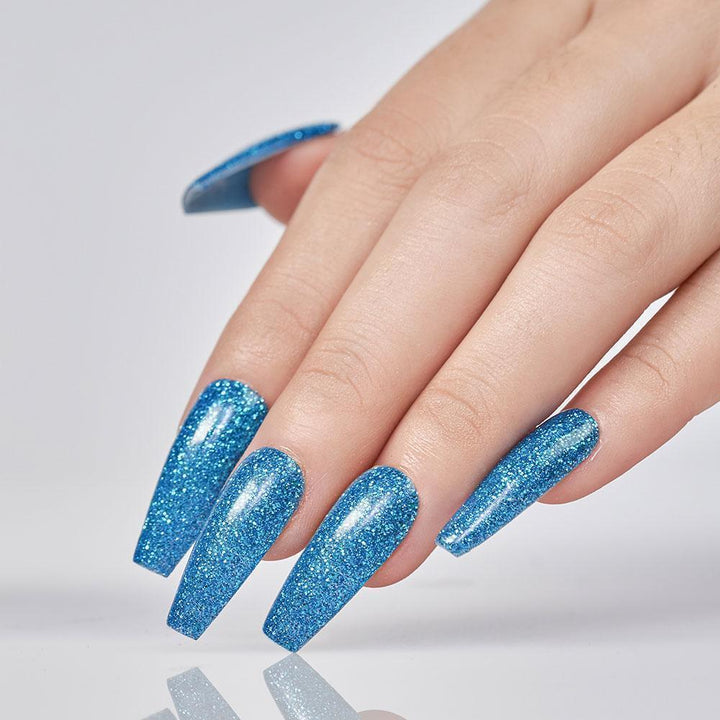 LDS Blue Glitter Dipping Powder Nail Colors - 170 Young Attitude