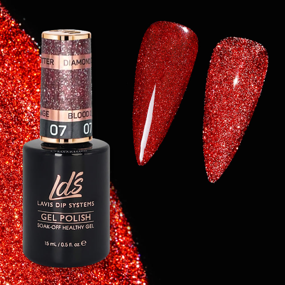 LDS 07 Blood Orange - Gel Polish 0.5 oz - Diamond Reflective Glitter Collection