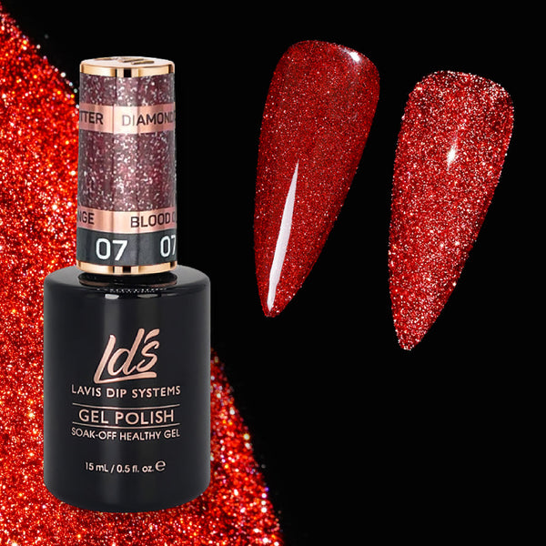 LDS 07 Blood Orange - Gel Polish 0.5 oz - Diamond Reflective Glitter Collection