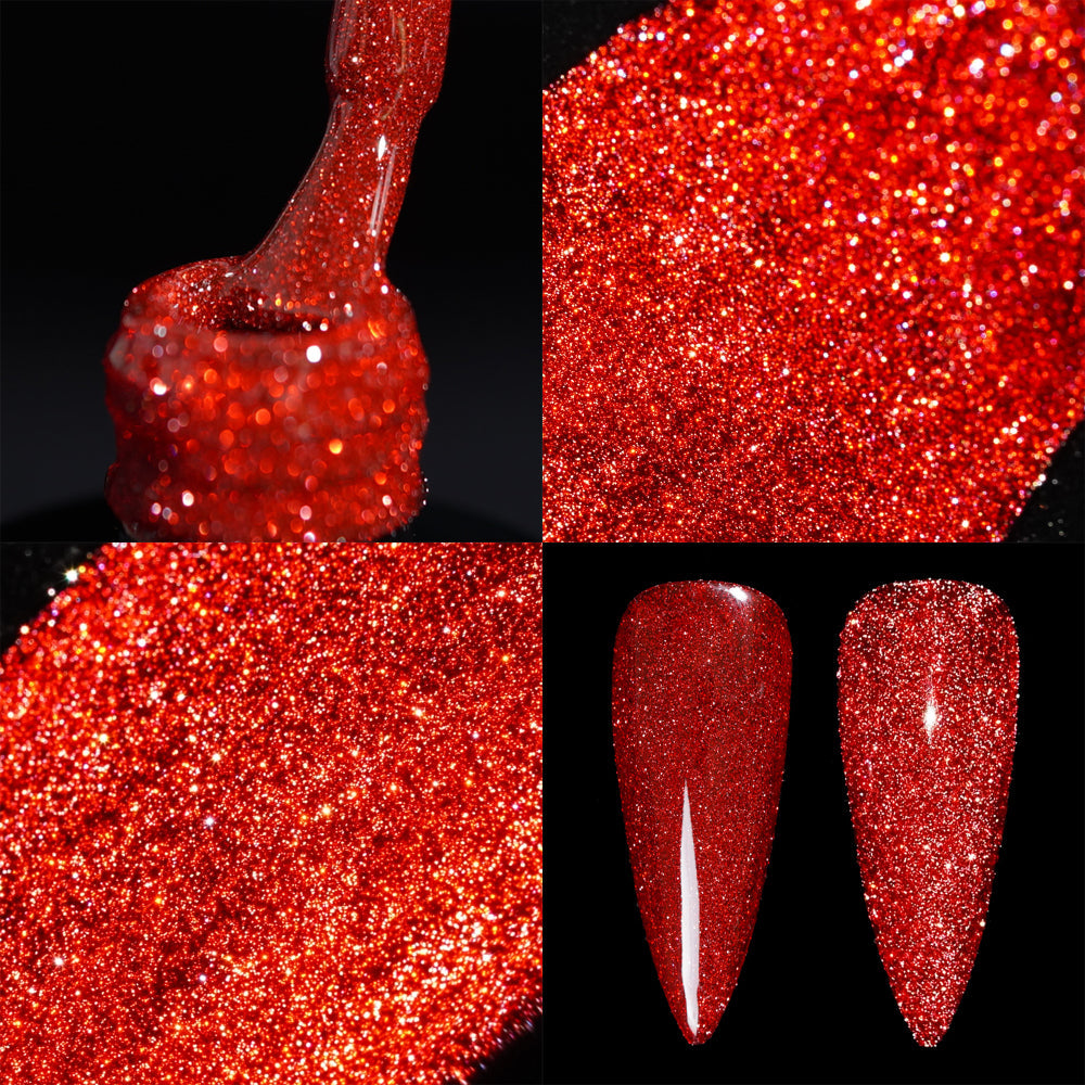 LDS 07 Blood Orange - Gel Polish 0.5 oz - Diamond Reflective Glitter Collection