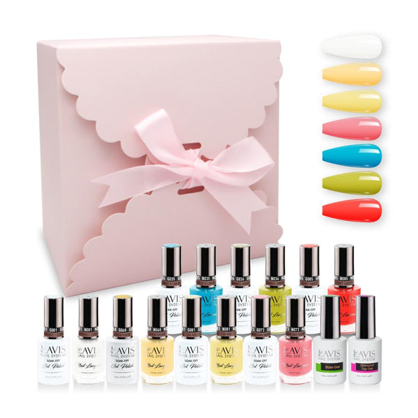 LAVIS Holiday Gift Bundle: 7 Gel & Lacquer, 1 Base Gel, 1 Top Gel - 001, 068, 081, 073, 035, 036, 085