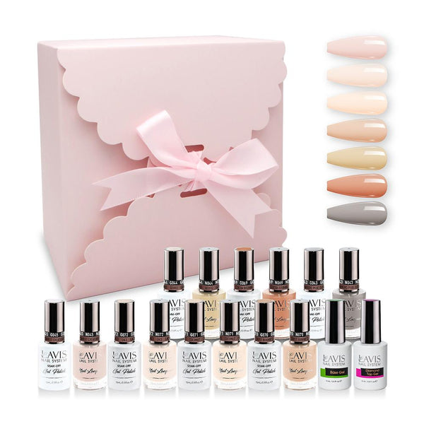 LAVIS Holiday Gift Bundle: 7 Gel & Lacquer, 1 Base Gel, 1 Top Gel - 045, 072, 071, 070, 044, 069, 043