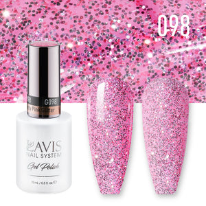 LAVIS 098 Pretty Pink Glitter - Gel Polish 0.5oz