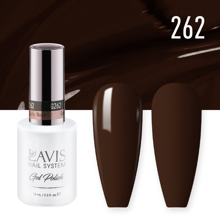 Lavis Gel Nail Polish Duo - 262 Brown Colors - Cafe Noir