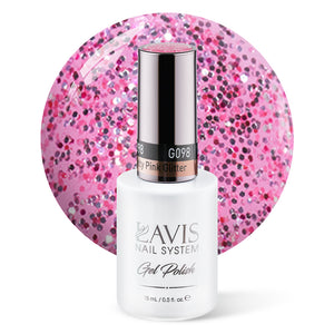 LAVIS 098 Pretty Pink Glitter - Gel Polish 0.5oz