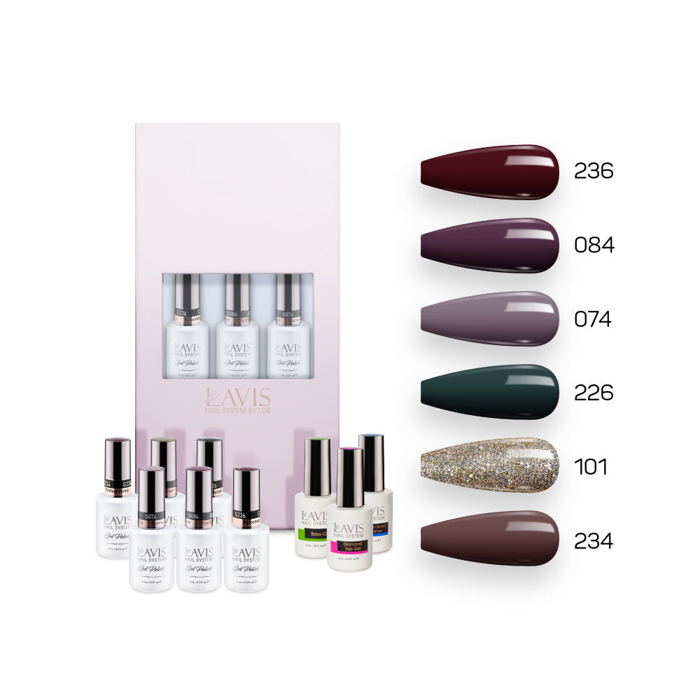  Lavis Nude Pastel 2022 Collection Gel Set 5: 6 Gel Polishes, 1 Base Gel, 1 Top Gel, 1 Protein Bond & Primer - 236; 084; 074; 226; 101; 234 by LAVIS NAILS sold by DTK Nail Supply