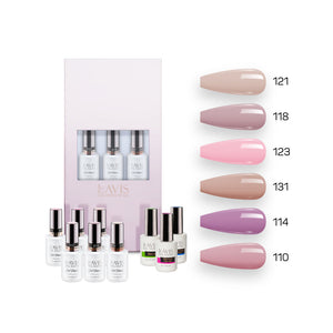  Lavis Nude Pastel 2022 Collection Gel Set 1: 6 Gel Polishes, 1 Base Gel, 1 Top Gel, 1 Protein Bond & Primer - 121; 118; 123; 131; 114; 110 by LAVIS NAILS sold by DTK Nail Supply