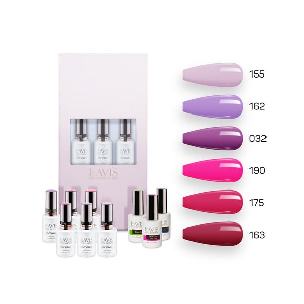  Lavis Nude Pastel 2022 Collection Gel Set 7: 6 Gel Polishes, 1 Base Gel, 1 Top Gel, 1 Protein Bond & Primer - 155; 162; 032; 190; 175; 163 by LAVIS NAILS sold by DTK Nail Supply