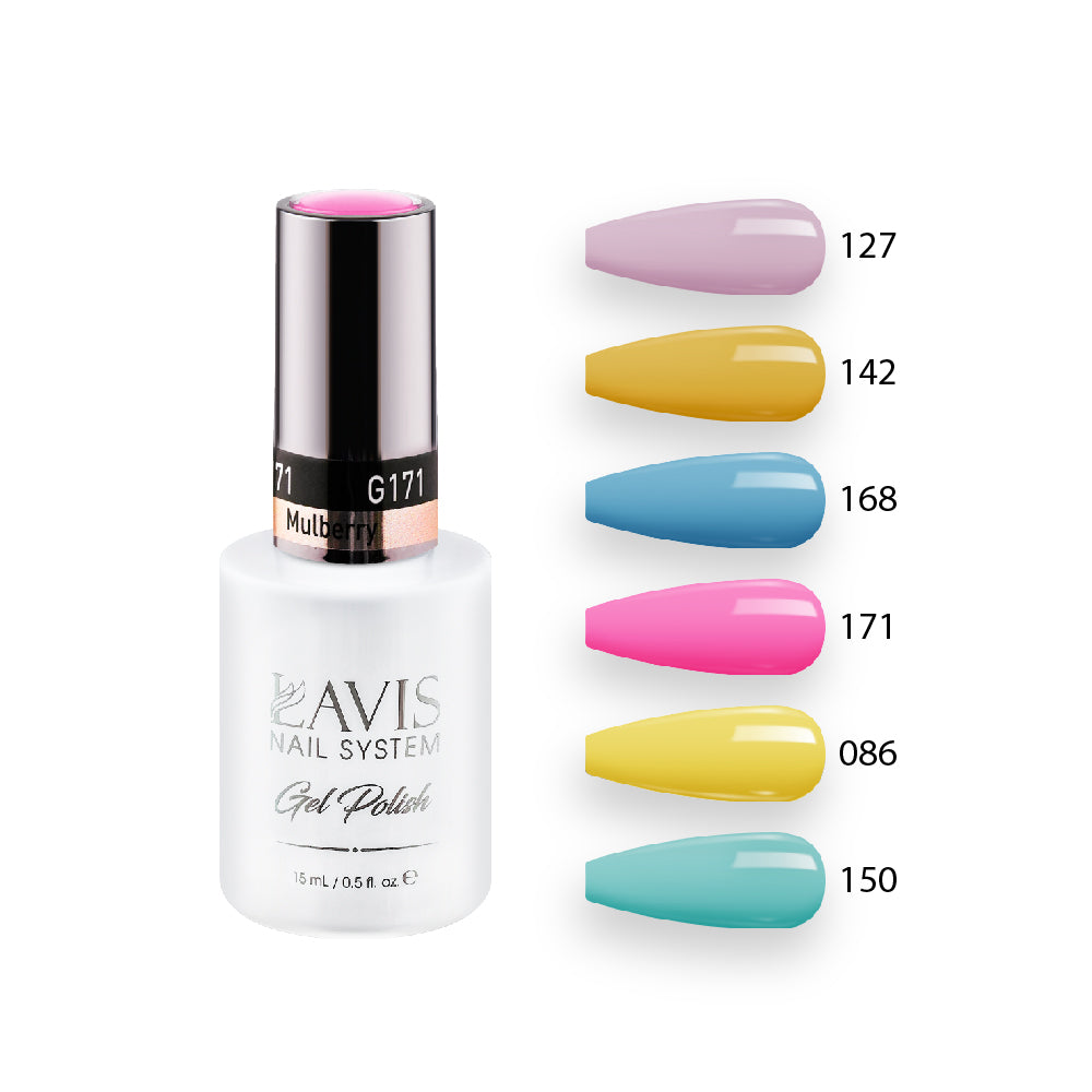  Lavis Gel Summer Color Set G9 (6 colors): 127, 142, 168, 171, 086, 150 by LAVIS NAILS sold by DTK Nail Supply