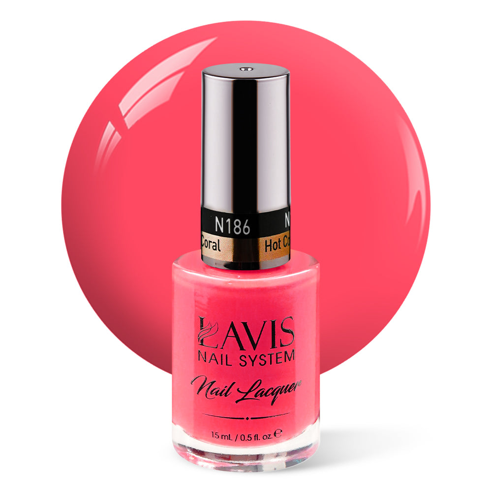 LAVIS Nail Lacquer - 186 Hot Coral - 0.5oz