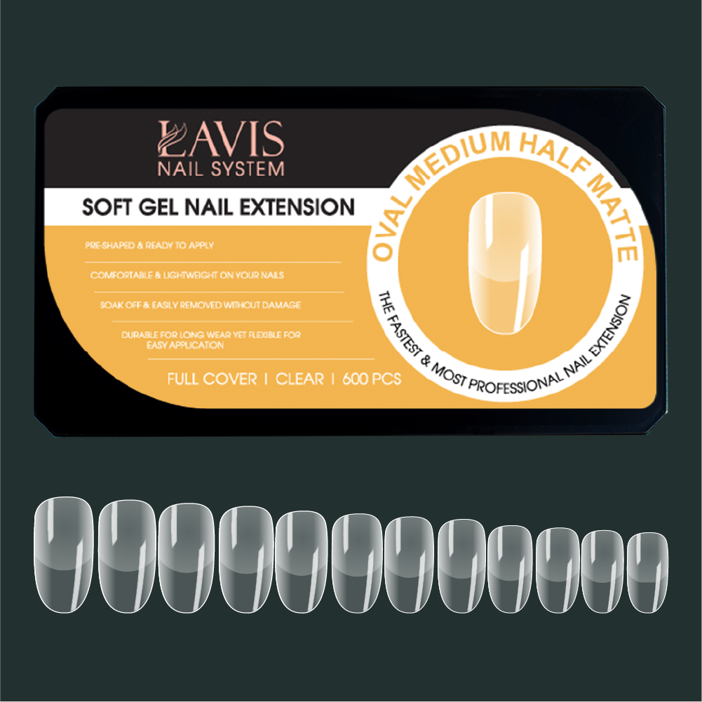 LAVIS - Oval Medium Half Matte Nail Tips (Full Cover)