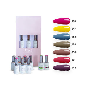 Lavis Holiday Collection: 7 Gel Polishes, 1 Base Gel, 1 Top Gel - PASSION IN PARIS - 054; 047; 052; 053; 050; 051; 049 + BT