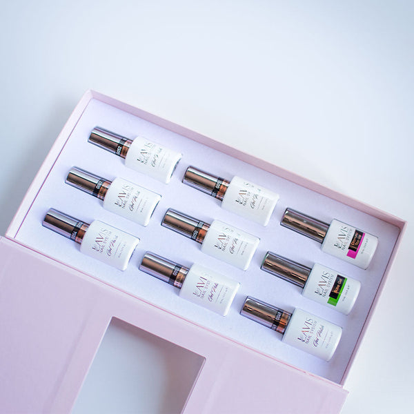 Lavis Holiday Collection: 7 Gel Polishes, 1 Base Gel, 1 Top Gel - PASSION IN PARIS - 054; 047; 052; 053; 050; 051; 049 + BT