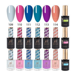 LDS Gel & Matching Lacquer Starter Kit : 109, 110, 111, 112, 113, 114, Base,Top & Strengthener