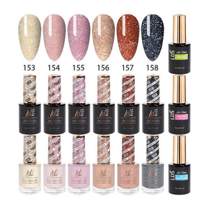 LDS Gel & Matching Lacquer Starter Kit : 153, 154, 155, 156, 157, 158, Base,Top & Strengthener