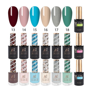 LDS Gel & Matching Lacquer Starter Kit : 013, 014, 015, 016, 017, 018, Base,Top & Strengthener