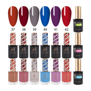 LDS Gel & Matching Lacquer Starter Kit : 037, 038, 039, 040, 041, 042, Base,Top & Strengthener