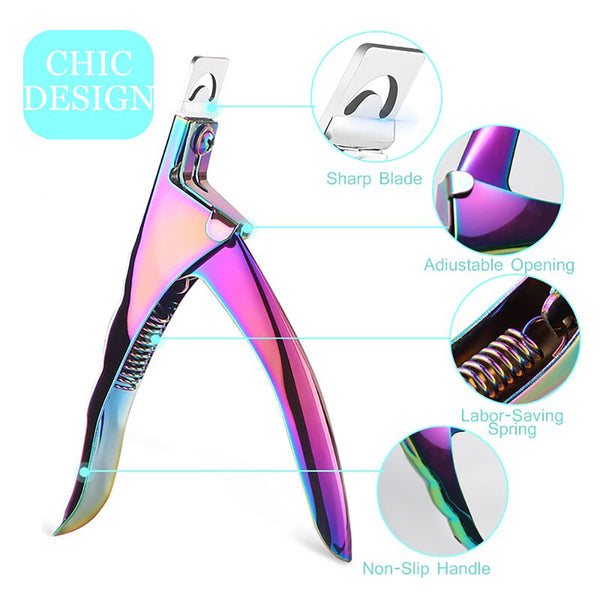  Fake Nail Tips Cutter Professional Clippers Straight Edge Acrylic Material Manicure Guillotine Cut False Nails Accessories Tool - Rainbow