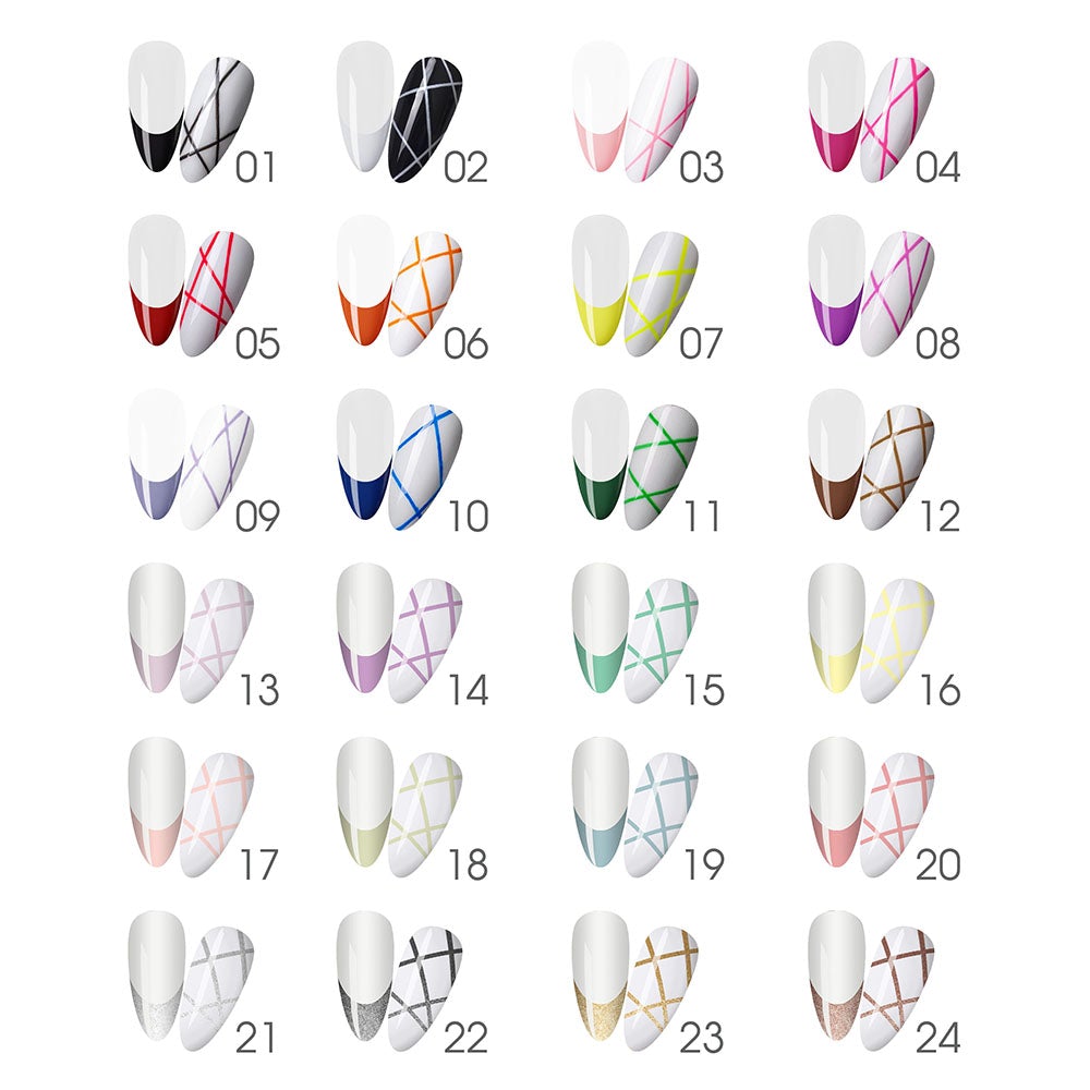 LDS Line Art Gel Nails Polish Nail Art Set (24 colors): 01-24 (ver 2)
