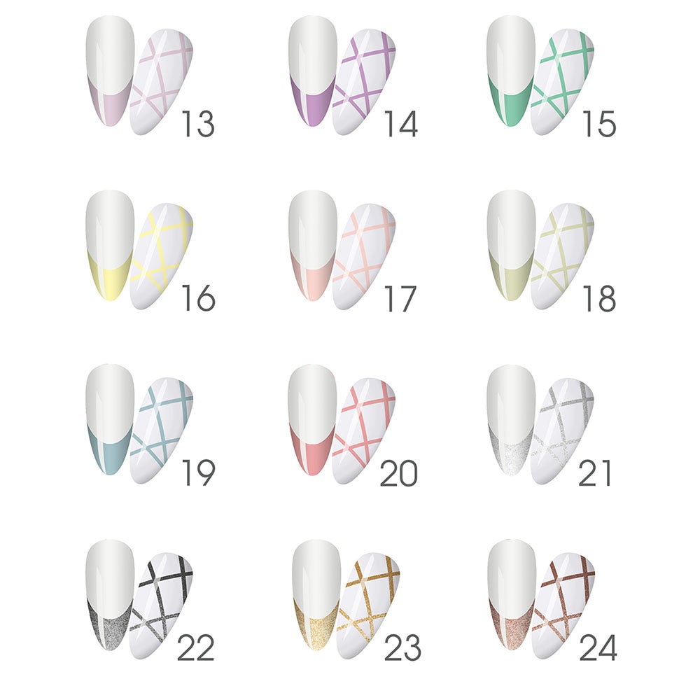 LDS Line Art Gel Nails Polish Nail Art Set (12 colors): 13-24 (ver 2)
