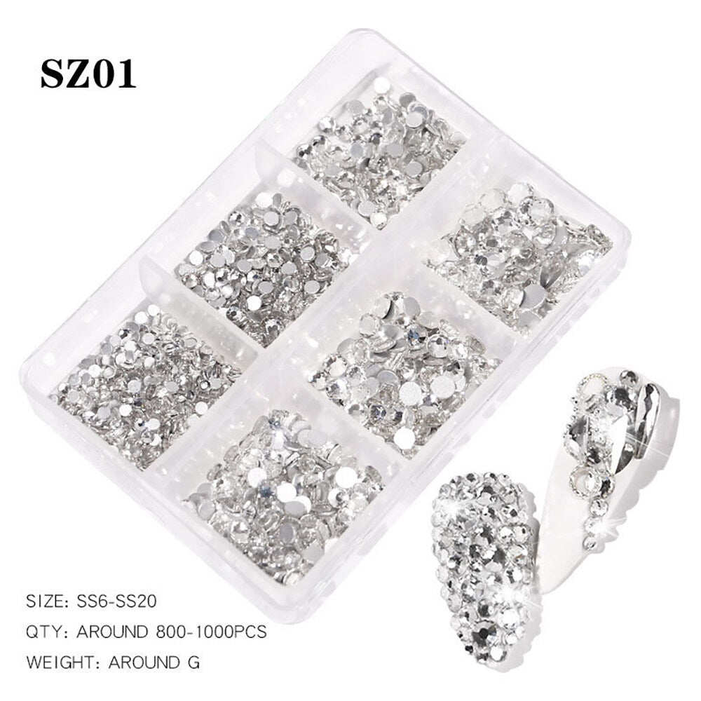 Mix Size 3D Flatback Diamond Clear - SZ01